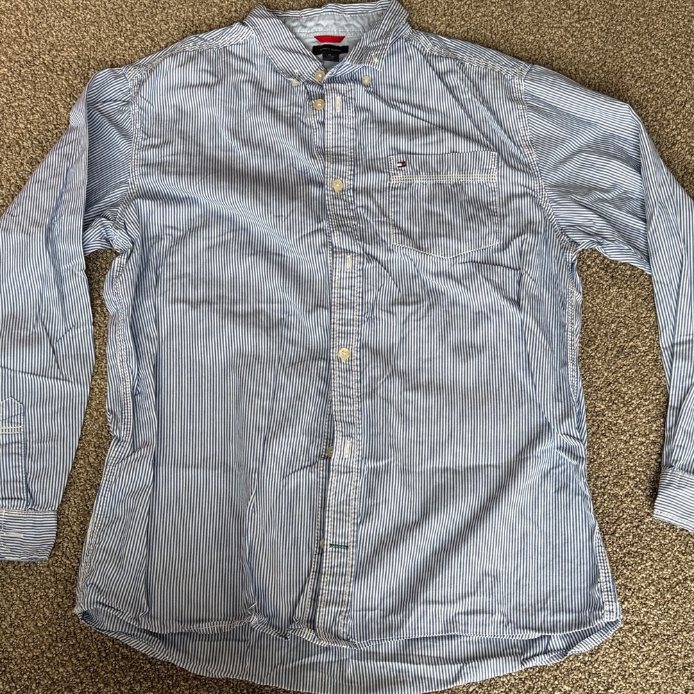 Tommy Hilfiger Women’s Light Blue Pinstripe Shirt